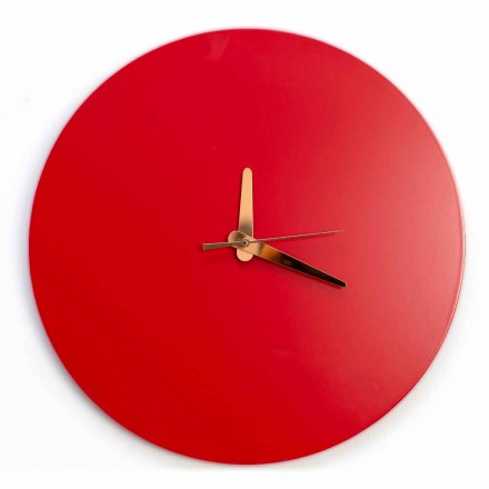 Reloj de pared rojo con diseño italiano redondo y moderno en madera - Callisto Viadurini