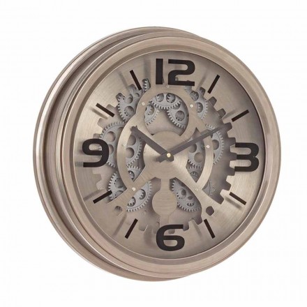 Reloj de pared de estilo clásico en acero y MDF Homemotion - Crudo Viadurini