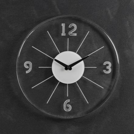 Reloj de Pared Redondo en Cristal Acrílico Transparente 2 Tamaños - Corrado Viadurini