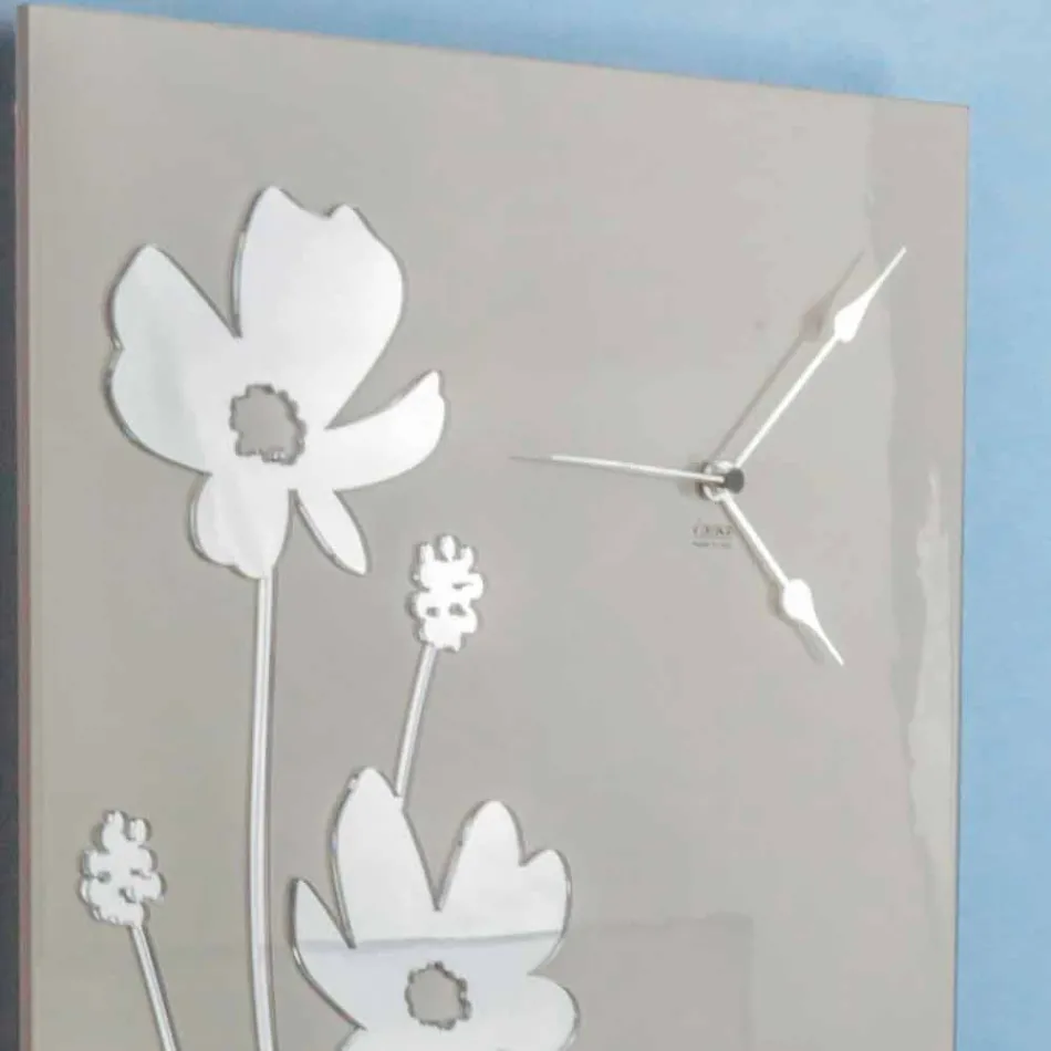 Reloj de pared rectangular de diseño marrón y plexiglás - Silene Viadurini