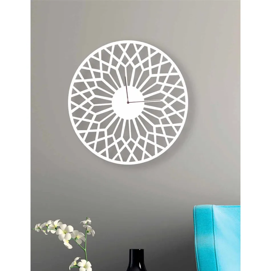 Reloj de pared de diseño moderno y grande en madera redonda de colores - Dandalo Viadurini