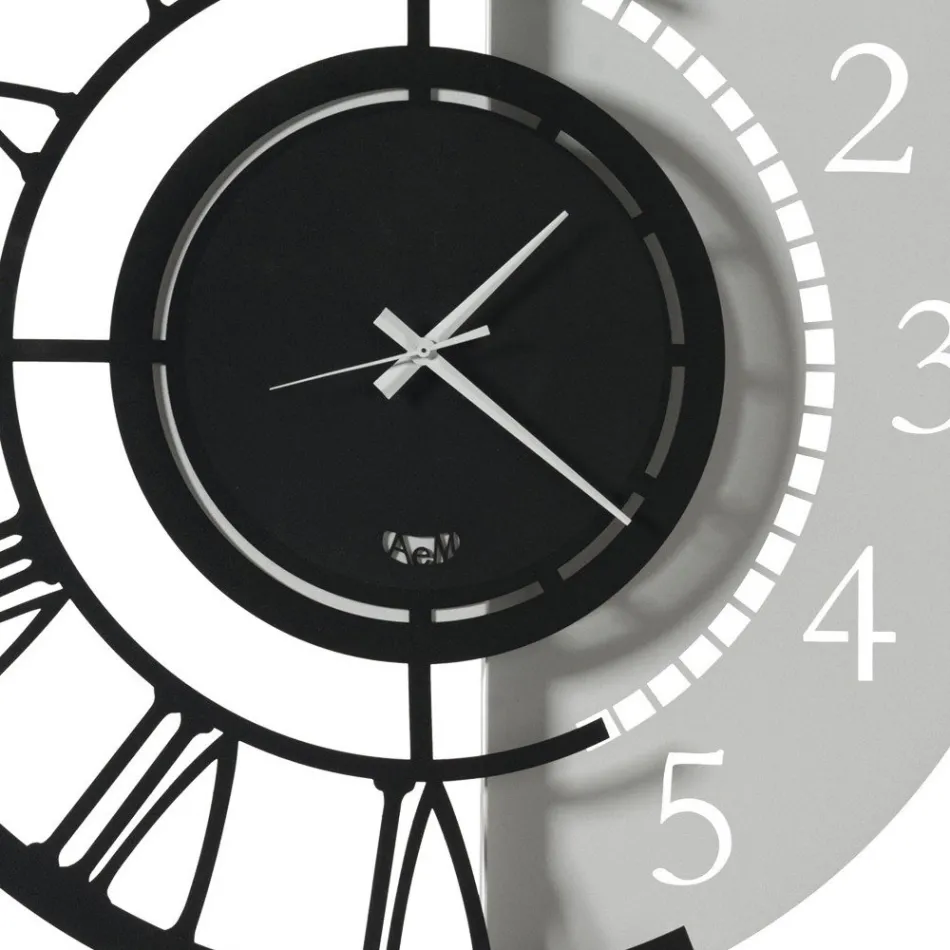 Reloj de pared de hierro de diseño redondo moderno con numeración doble - Kassio Viadurini