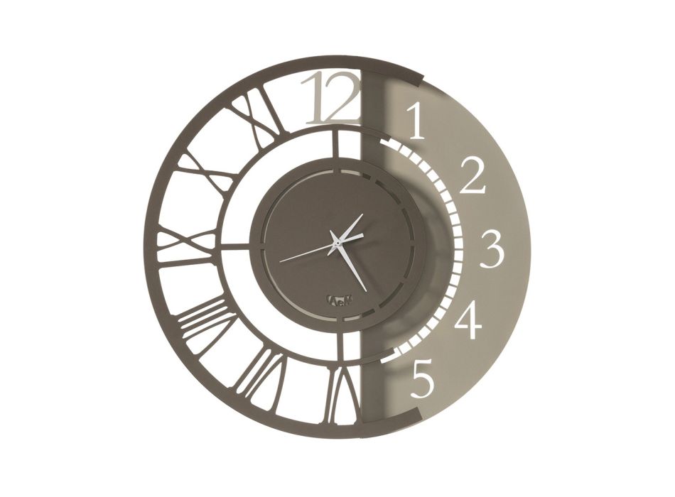 Reloj de pared de hierro de diseño redondo moderno con numeración doble - Kassio Viadurini