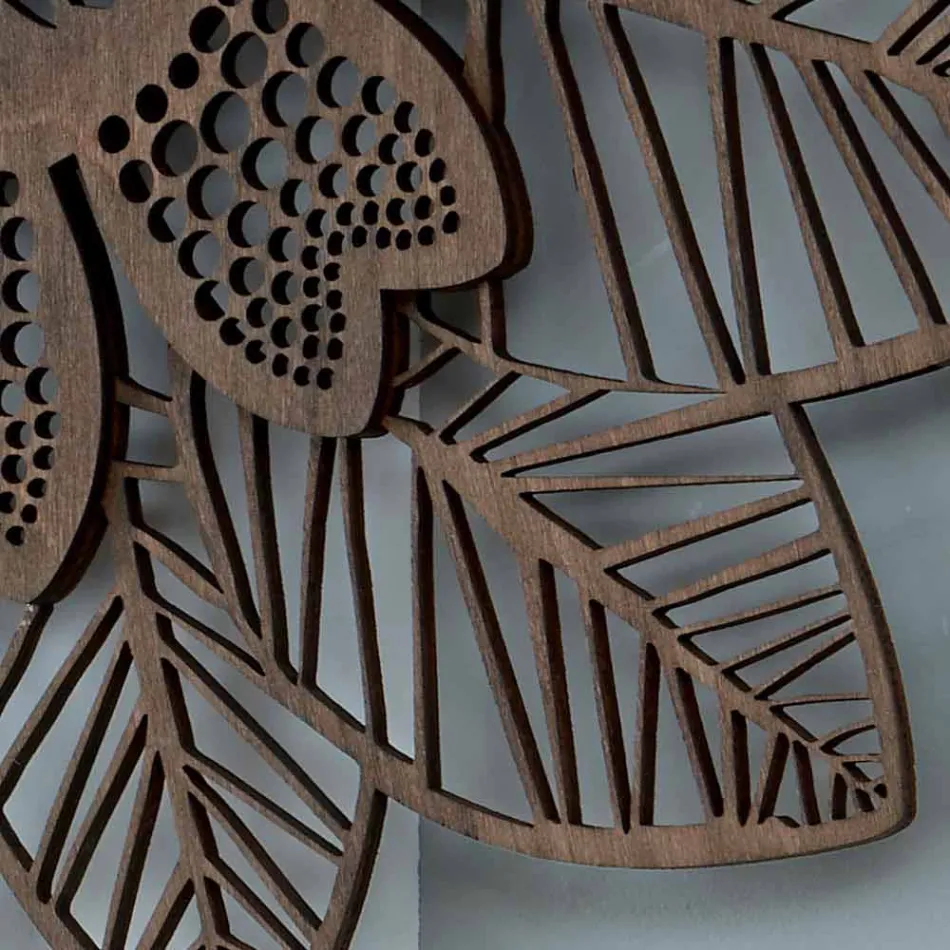 Reloj de pared en madera clara u oscura con un diseño floral moderno - Aquilegia Viadurini