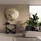 Cinzia - Reloj de pared de cristal fusionado con reverso plateado martillado, fabricado en Italia. Viadurini