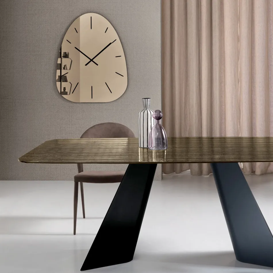 Reloj de pared Claudia con cristal espejado y números grabados con láser. Viadurini