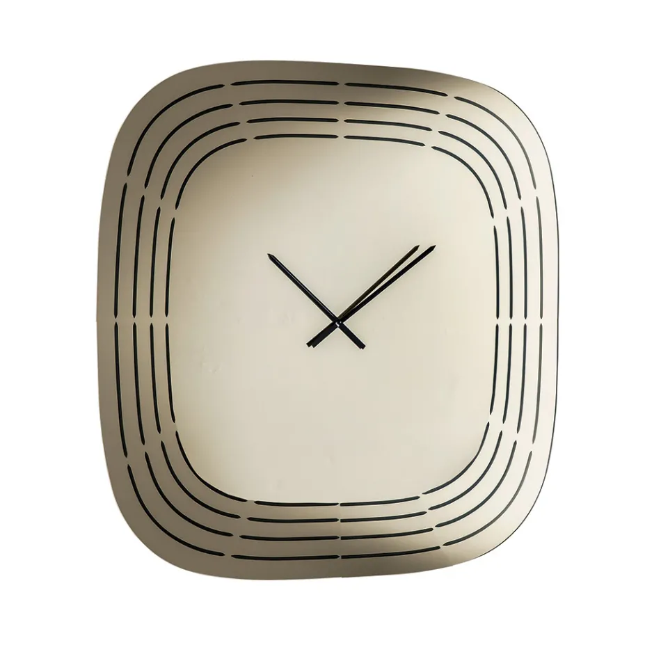 Reloj de pared Cesira con cristal espejado y grabados láser, fabricado en Italia. Viadurini