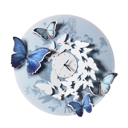 Reloj con Decoración de Mariposas en Diferentes Acabados Made in Italy - Gemelos Viadurini