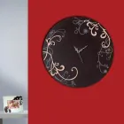Reloj de pared moderno y redondo de madera con decoraciones de diseño estacional Viadurini