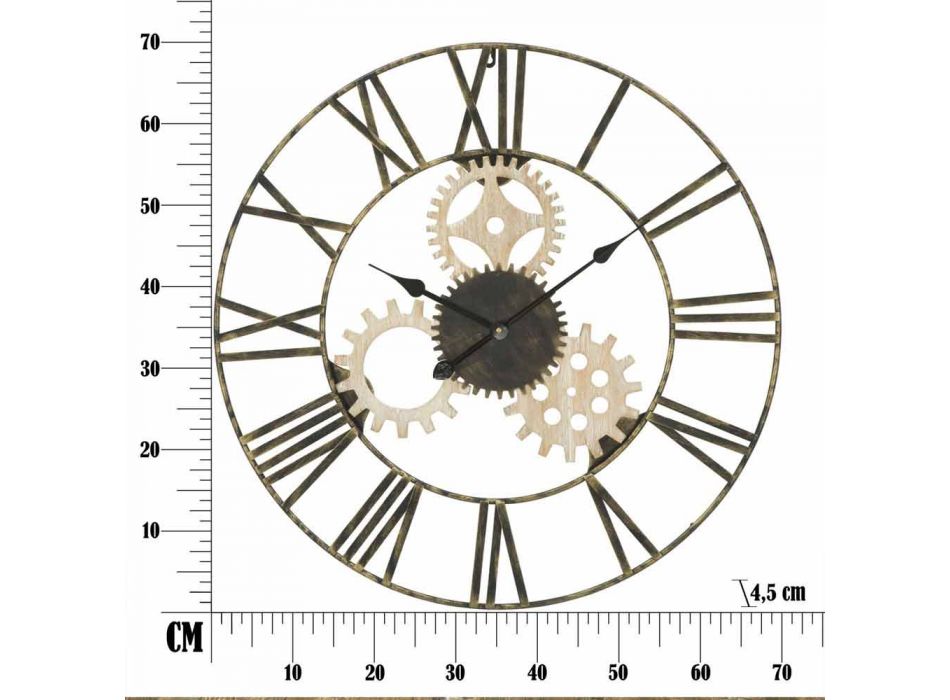 Reloj de Pared Redondo Diámetro 70 cm Diseño Moderno en Hierro y MDF - Jutta Viadurini