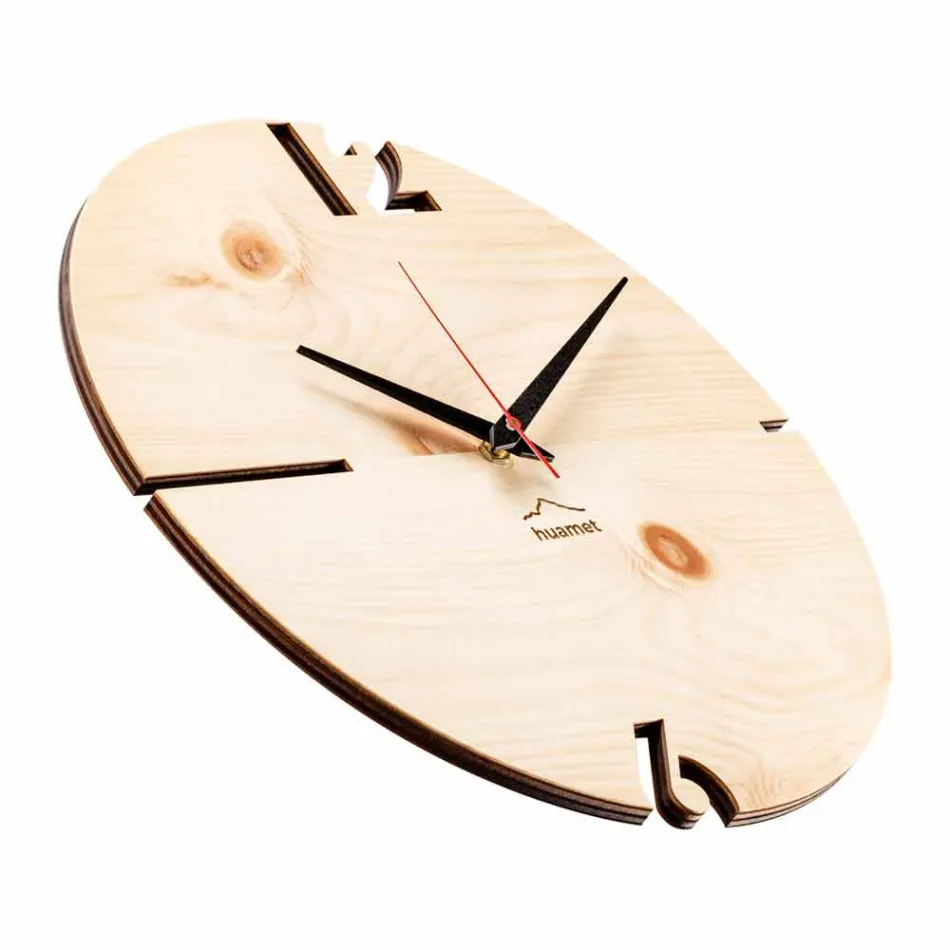 Reloj de pared redondo en madera de roble, pino o nogal Made in Italy - Bethel Viadurini