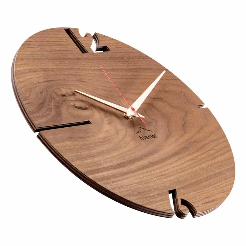 Reloj de pared redondo en madera de roble, pino o nogal Made in Italy - Bethel Viadurini