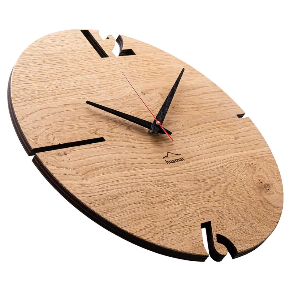 Reloj de pared redondo en madera de roble, pino o nogal Made in Italy - Bethel Viadurini
