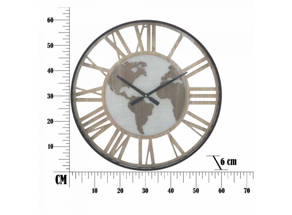 Reloj de Pared Redondo Diametro 60 cm Moderno en Hierro y MDF - Arnela Viadurini