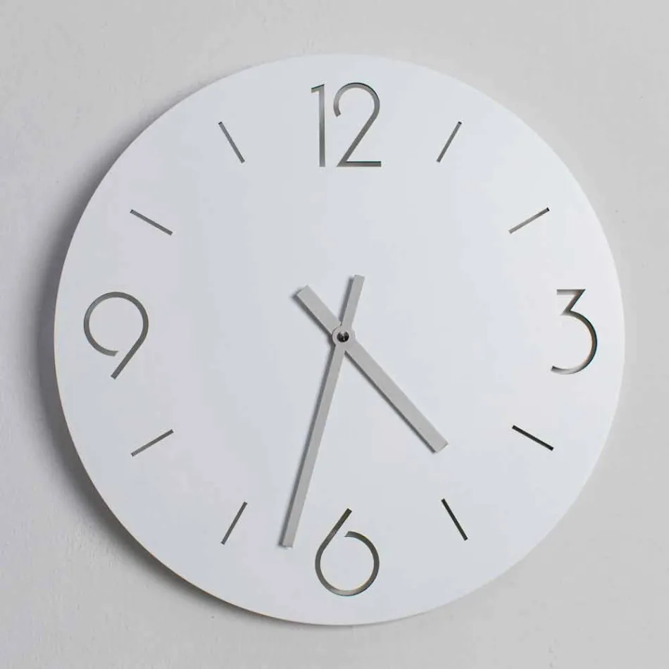 Reloj de pared blanco de diseño clásico en madera redonda - Septimius Viadurini