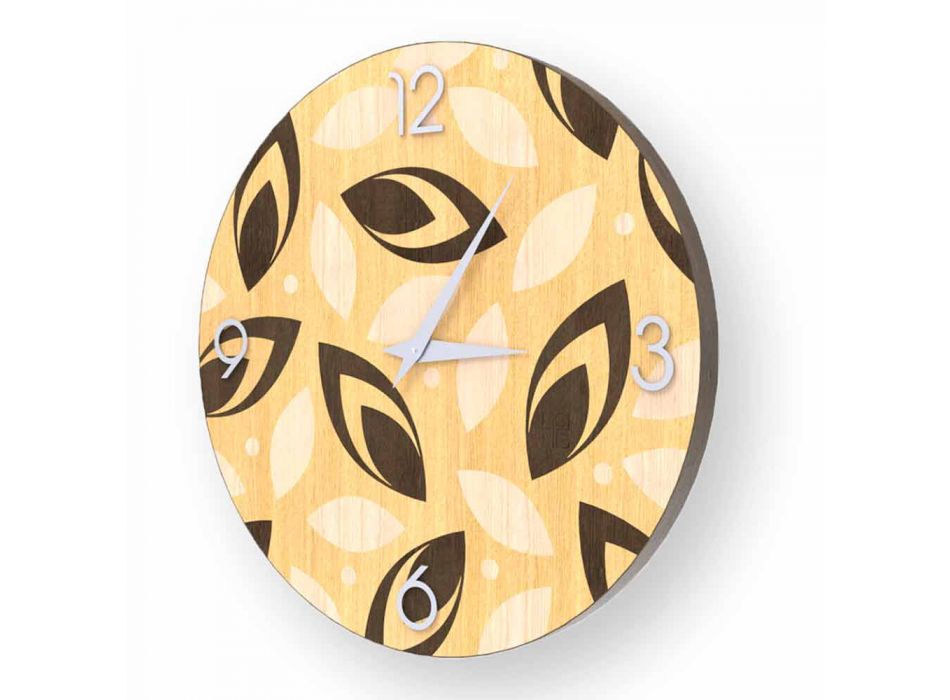 Reloj de pared de madera coloreado Filago, hecho en Italia. Viadurini