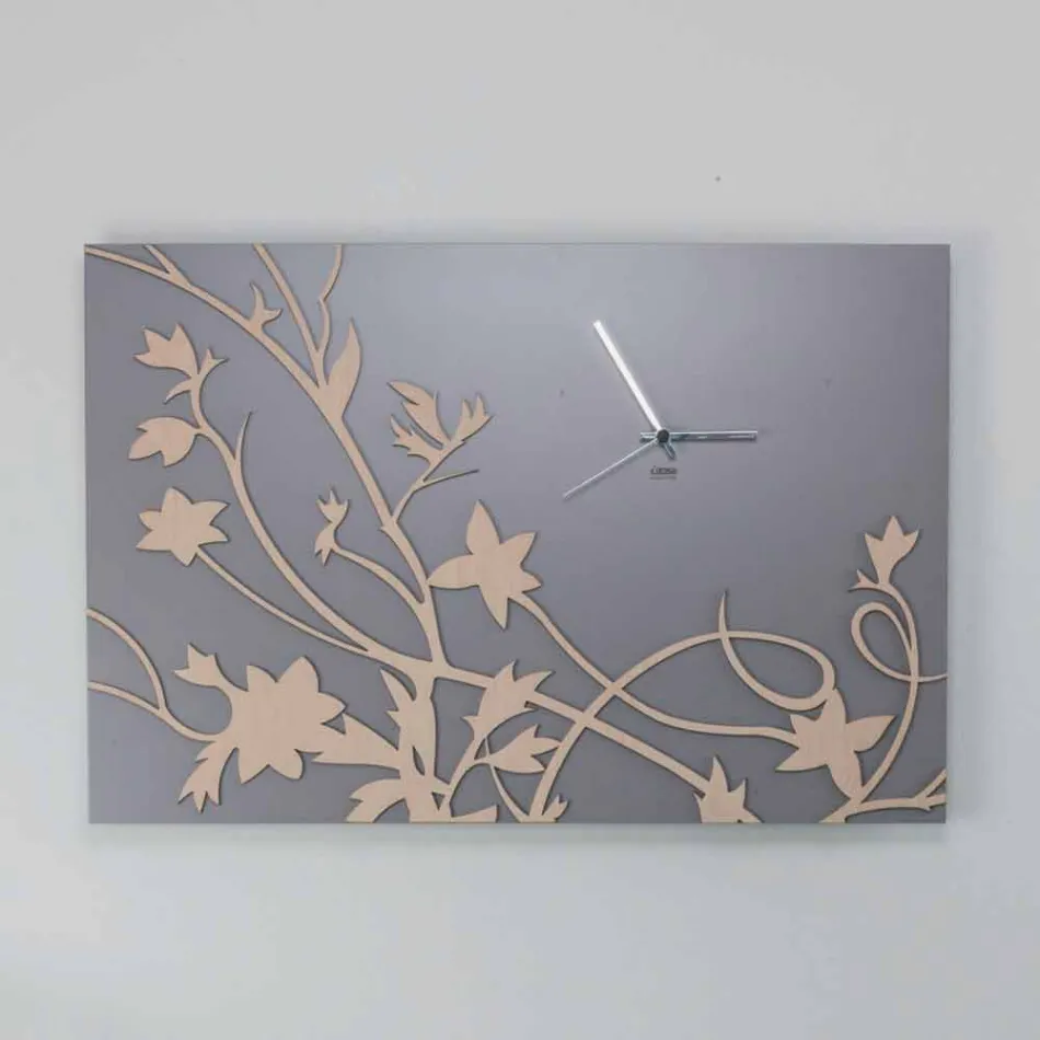 Reloj de pared de diseño rectangular gris moderno en madera decorada - galio Viadurini