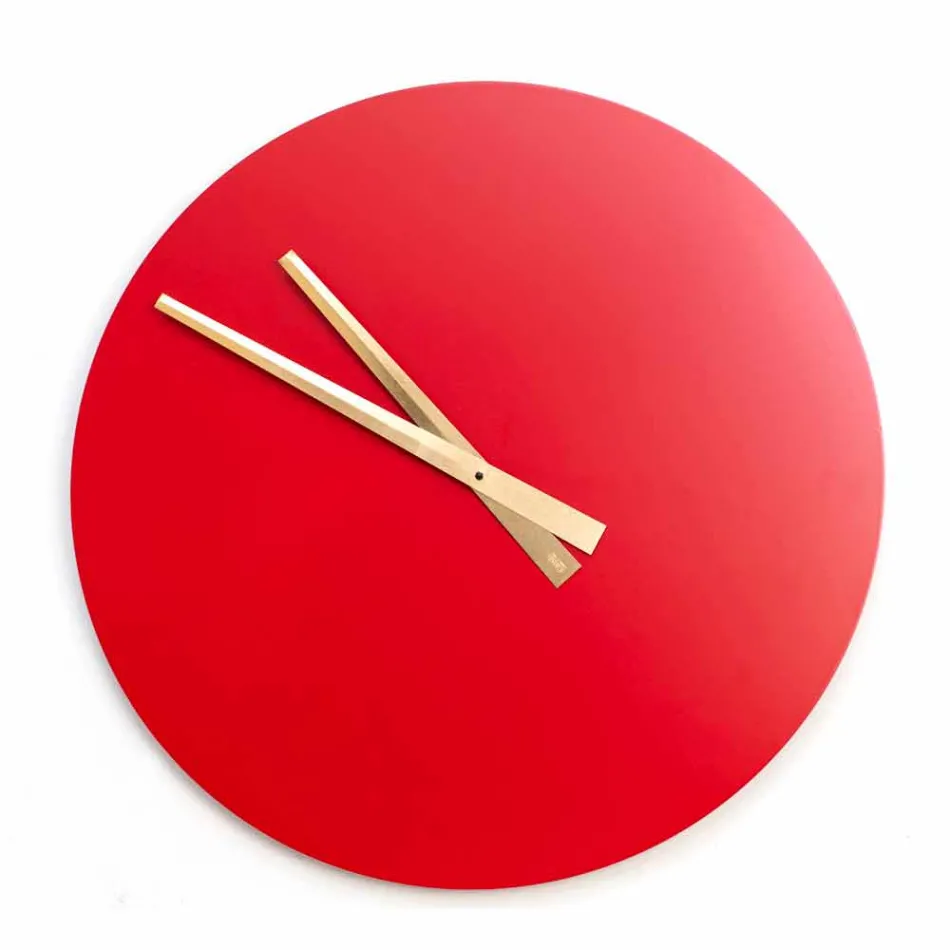 Reloj de pared moderno de color grande en madera redonda - Dione Viadurini