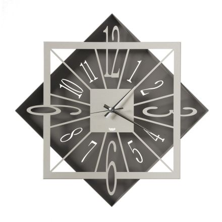 Reloj de pared de hierro con diseño cuadrado geométrico coloreado - Eridano Viadurini