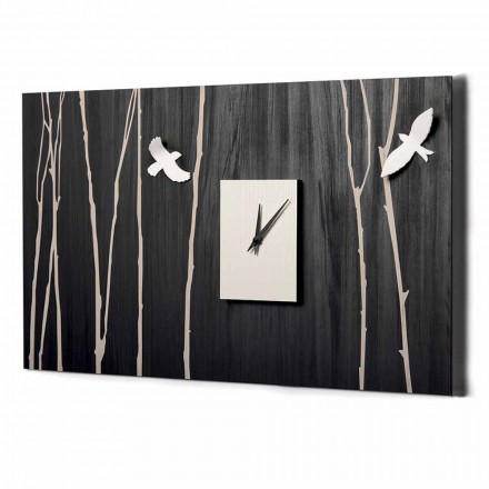 Reloj de pared de madera con decoraciones de diseño tridimensional - Forrest Viadurini