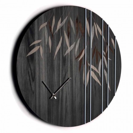 Reloj de pared redondo en madera de roble o pizarra con diseño grabado a láser - Kanno Viadurini