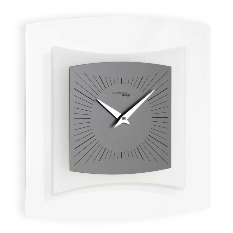 Reloj de pared en metacrilato transparente y bisatina Made in Italy - Glad Viadurini