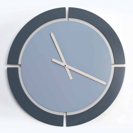 Reloj de pared redondo moderno en blanco azul Avio - Savio Viadurini