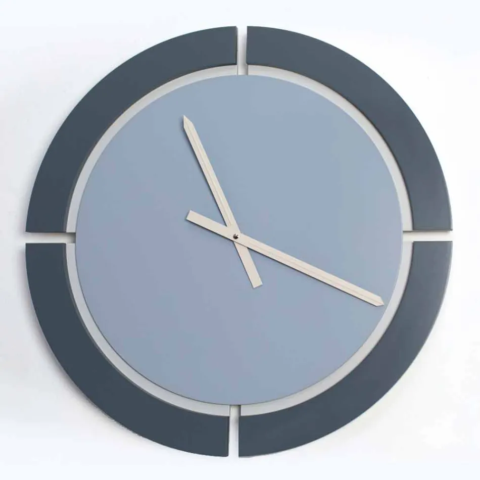 Reloj de pared redondo moderno en blanco azul Avio - Savio Viadurini