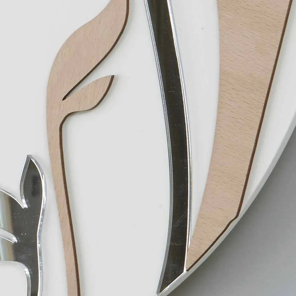 Reloj de pared moderno y redondo con diseño de madera decorada - Harmony Viadurini