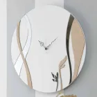 Reloj de pared moderno y redondo con diseño de madera decorada - Harmony Viadurini