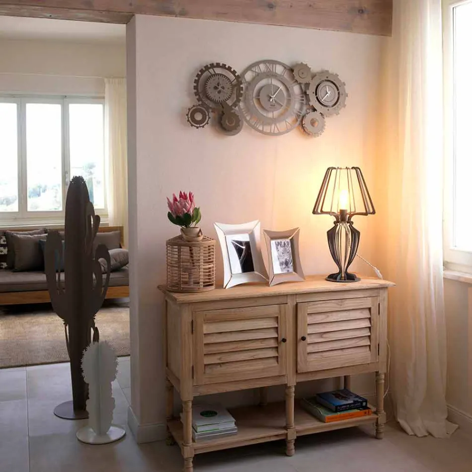 Reloj de pared moderno de hierro con tres husillos Made in Italy - Mecánico Viadurini