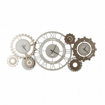 Reloj de pared moderno de hierro con tres fusibles Made in Italy - Mecánico Viadurini