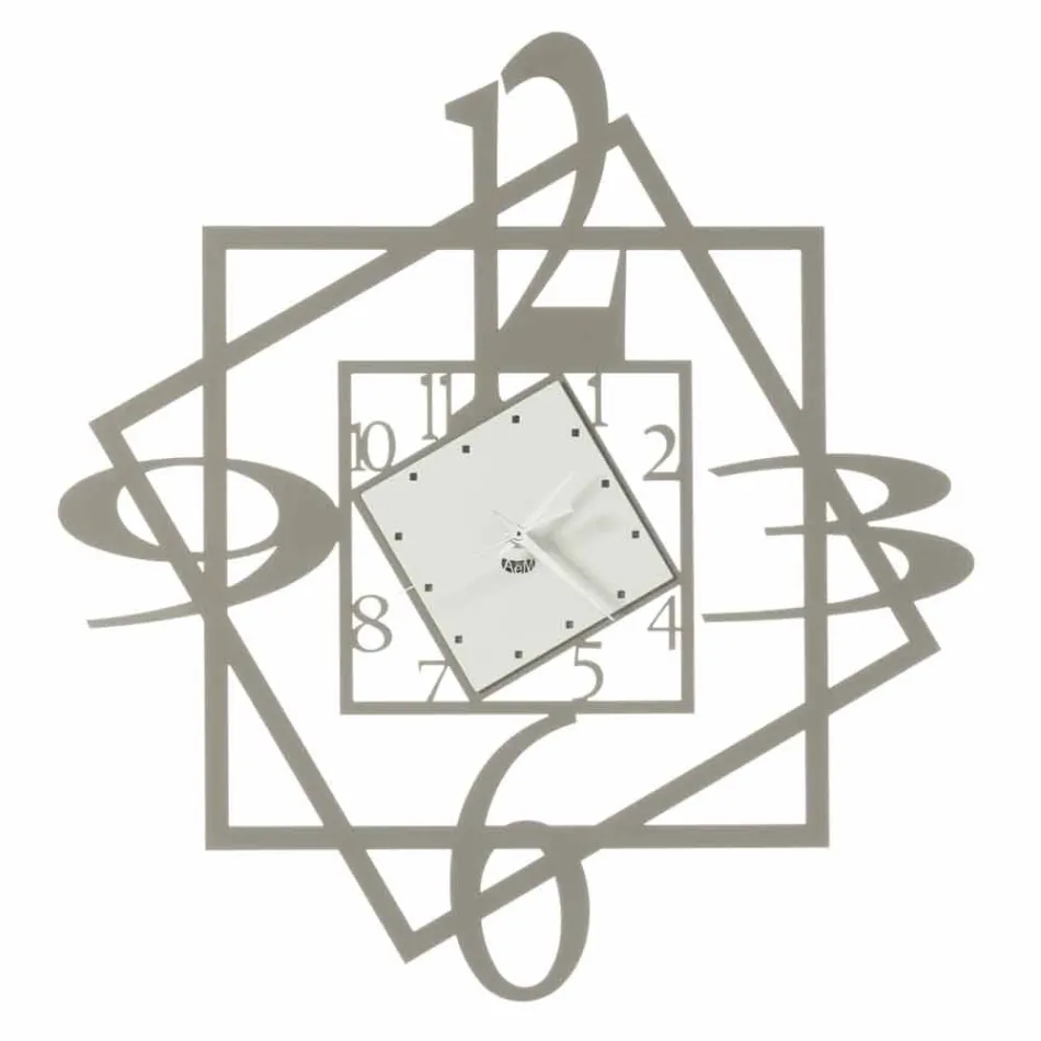 Reloj de pared de hierro moderno con diseño geométrico Made in Italy - Procida Viadurini