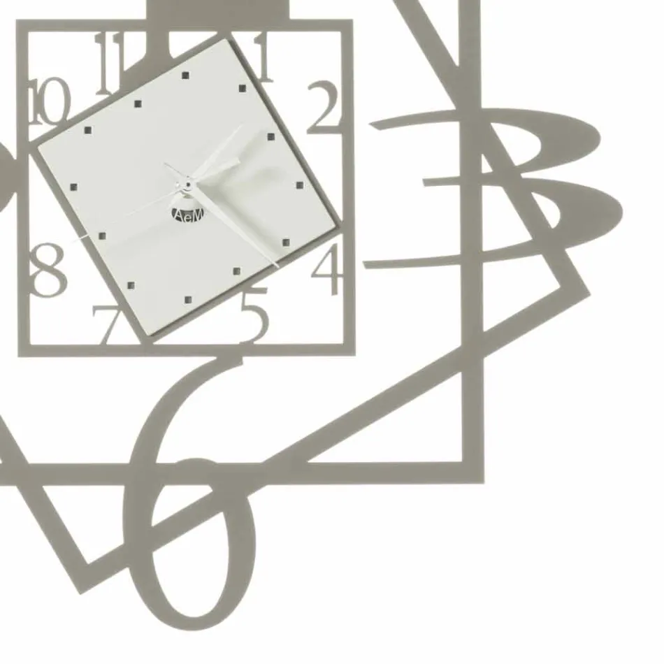 Reloj de pared de hierro moderno con diseño geométrico Made in Italy - Procida Viadurini