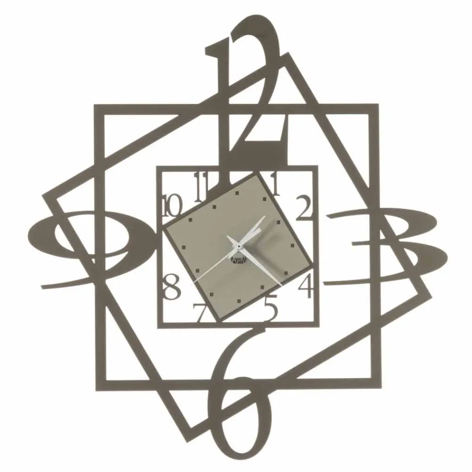 Reloj de pared de hierro moderno con diseño geométrico Made in Italy - Procida Viadurini