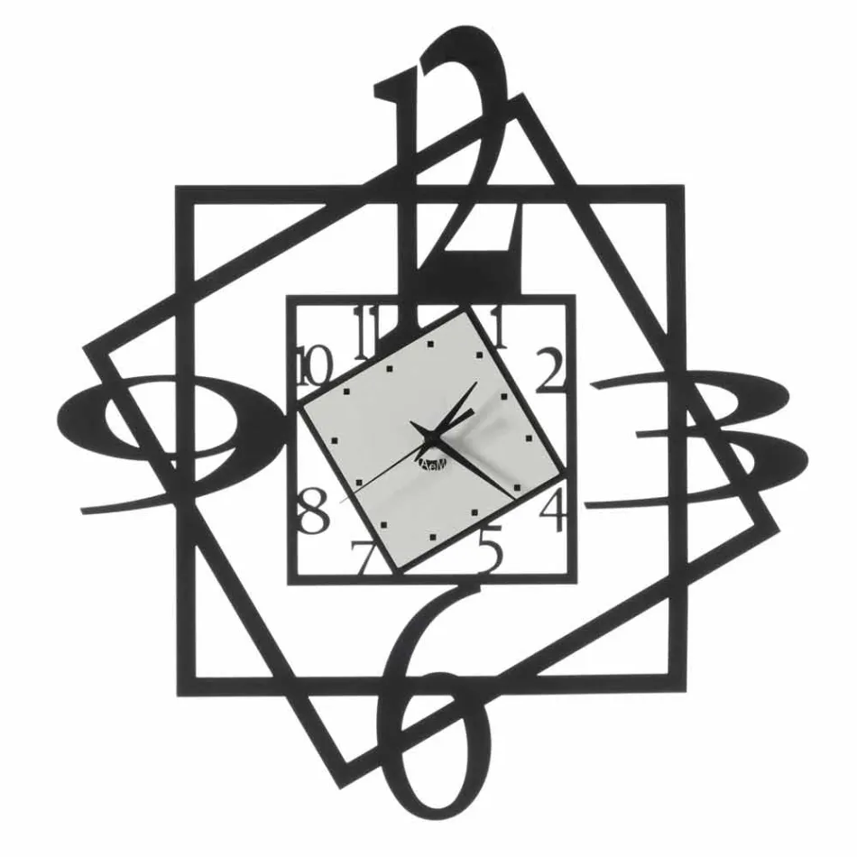 Reloj de pared de hierro moderno con diseño geométrico Made in Italy - Procida Viadurini