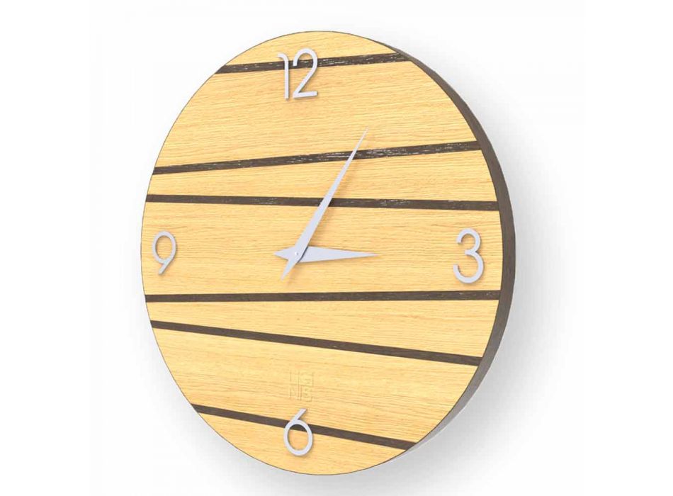 Moderno reloj de pared de madera Marzio, hecho en Italia. Viadurini