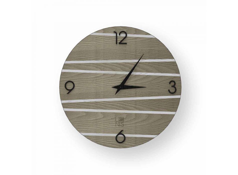 Moderno reloj de pared de madera Marzio, hecho en Italia. Viadurini