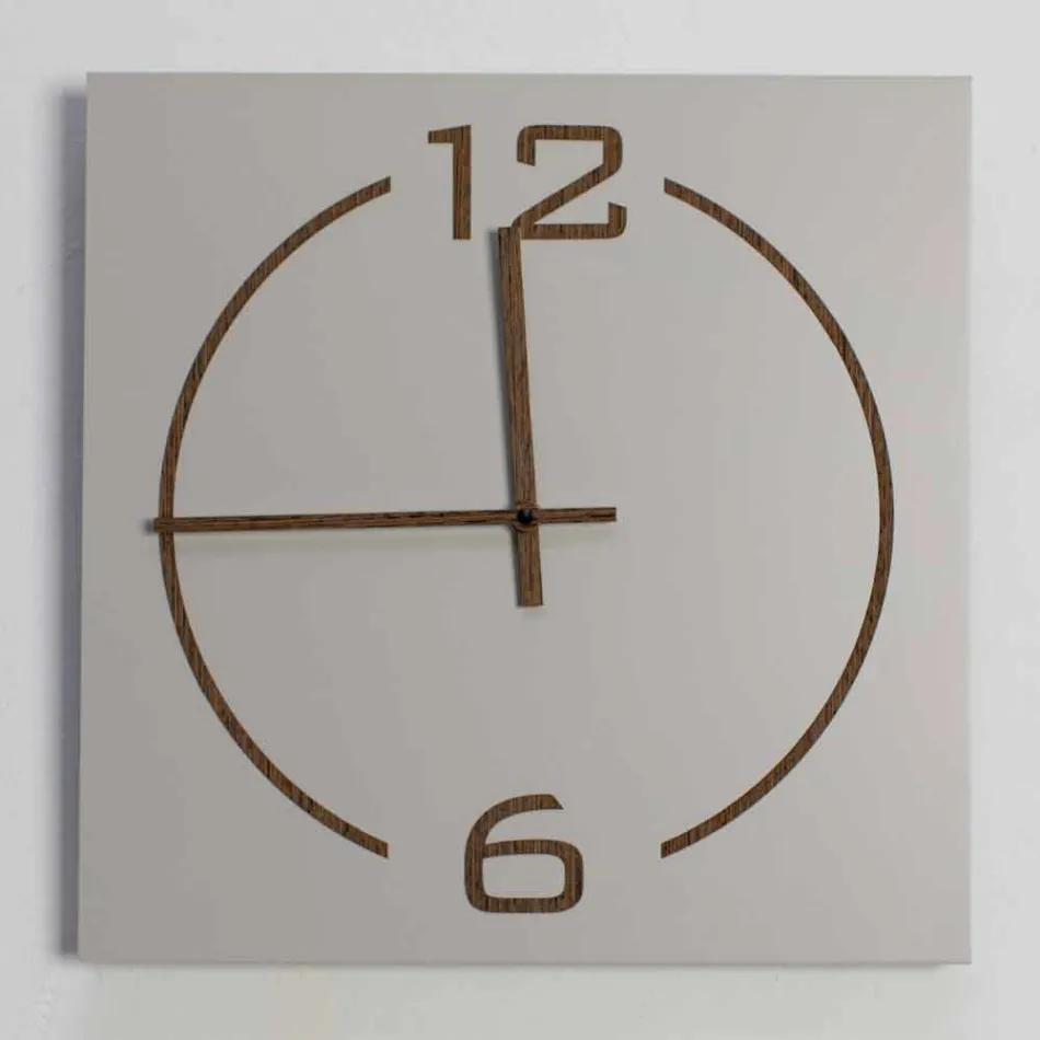 Reloj de pared de diseño cuadrado y moderno en madera beige y marrón - Tabata Viadurini
