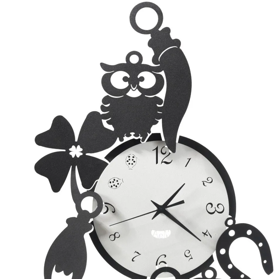 Reloj de pared de hierro de diseño redondo con decoraciones de Fortuna - Tibio Viadurini