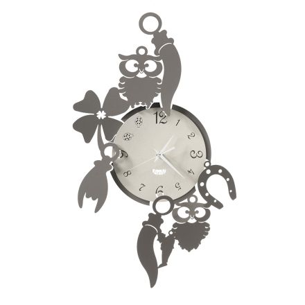 Reloj de pared de hierro de diseño redondo con decoraciones de Fortuna - Tibio Viadurini