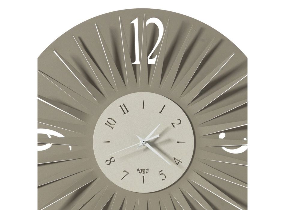 Reloj de Pared Redondo en Hierro Diseño Tridimensional 2 Colores - Heco Viadurini