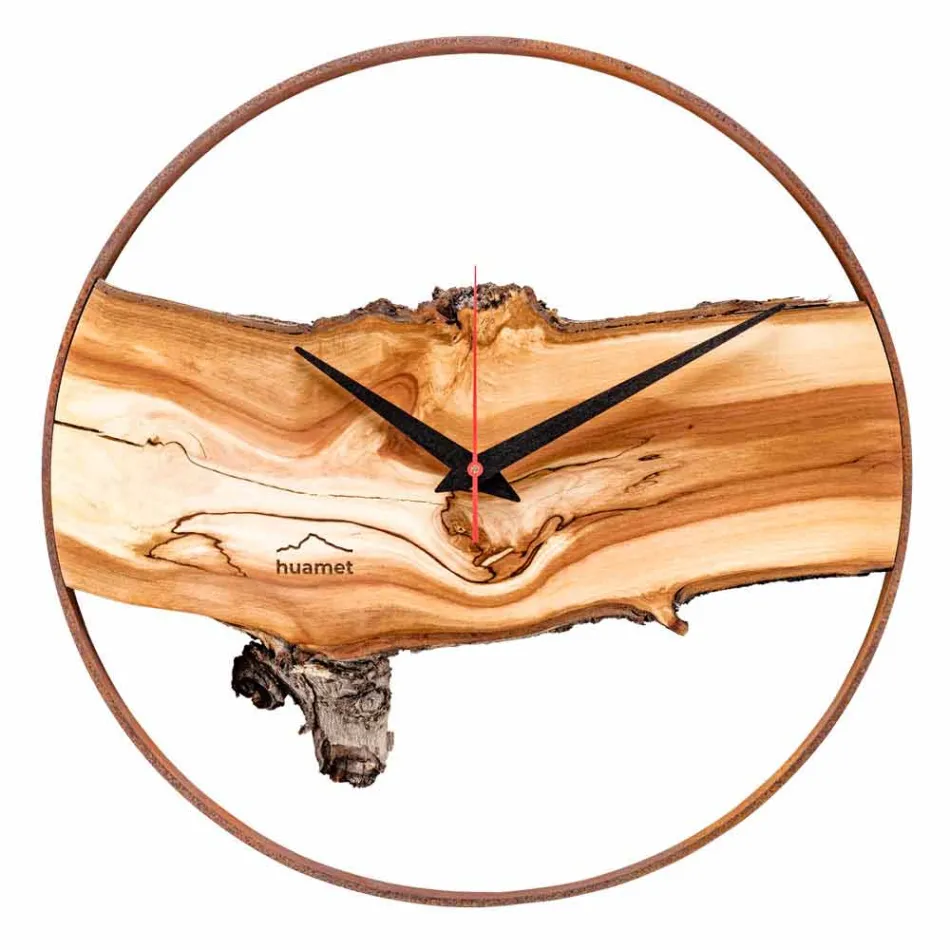 Reloj de pared redondo en madera maciza de manzana Made in Italy - Sirmione Viadurini