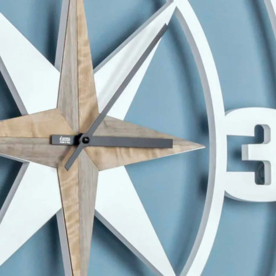 Diseño de reloj de pared grande en madera blanca y marrón en mal estado - Bisagra Viadurini