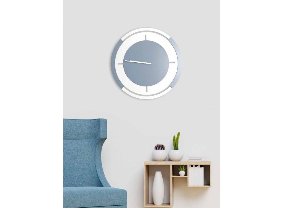 Reloj redondo clásico de pared grande en madera blanca y avio - Beppe Viadurini