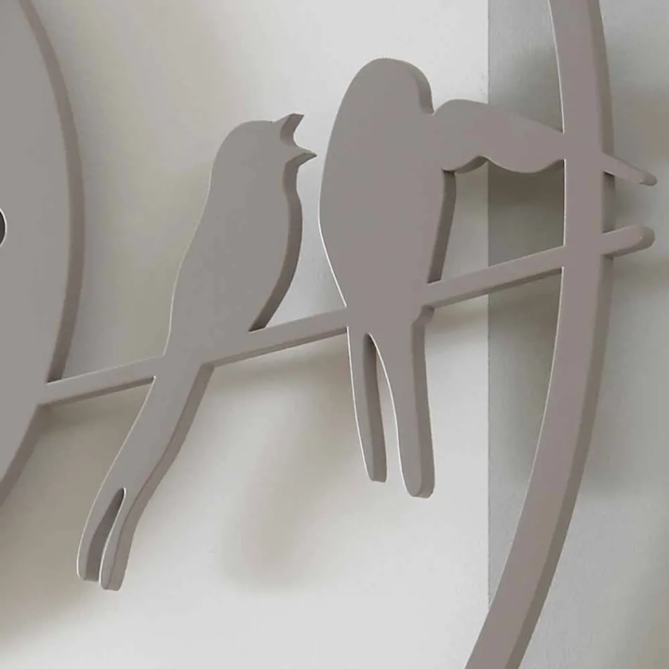 Reloj de pared grande de diseño moderno en madera redonda de colores - Birds Viadurini