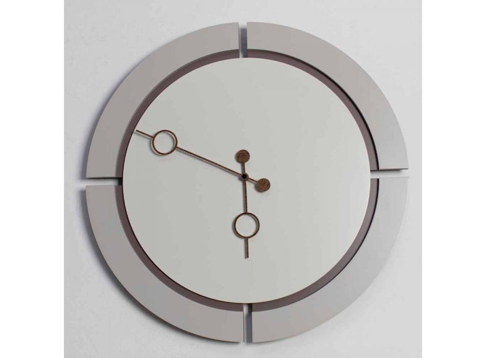 Reloj de pared redondo grande de diseño moderno en madera marrón y beige - Osvego Viadurini