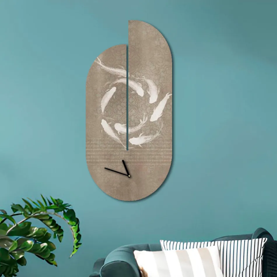 Reloj de Madera con Estampado de Garzas Made in Italy - Palau Viadurini