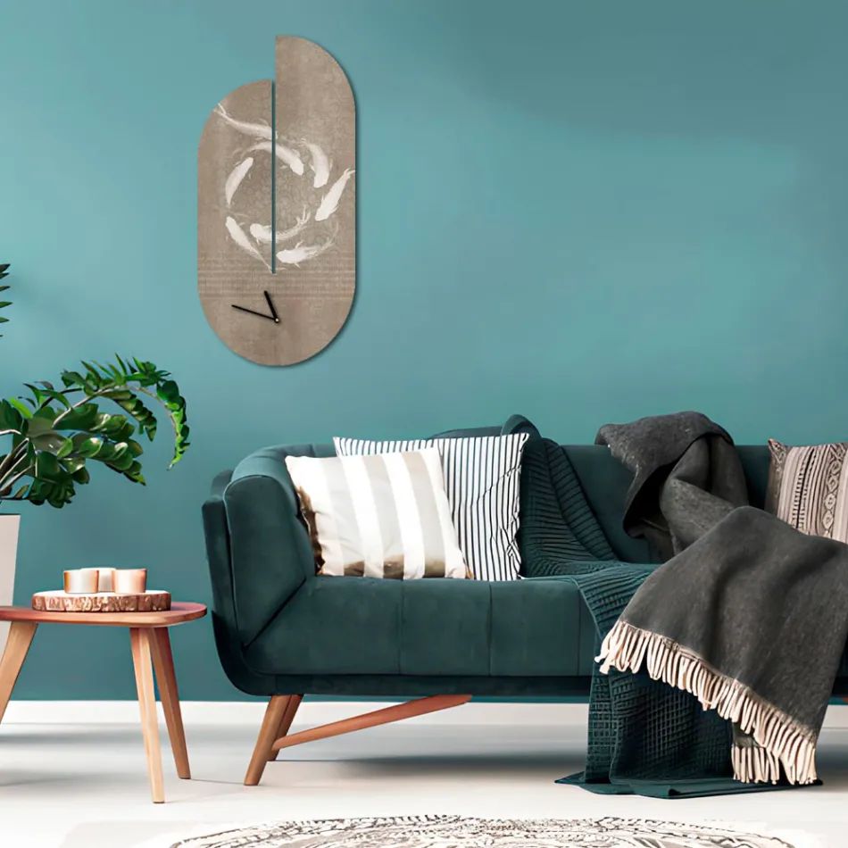 Reloj de Madera con Estampado de Garzas Made in Italy - Palau Viadurini