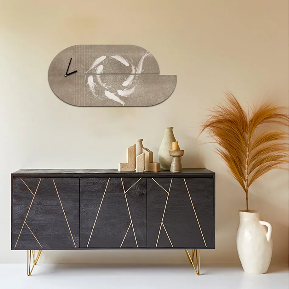 Reloj de Madera con Estampado de Garzas Made in Italy - Palau Viadurini